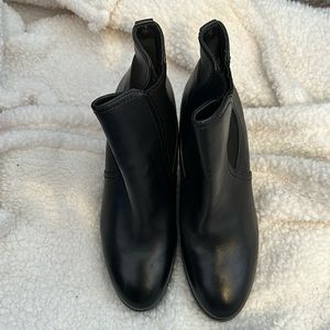 Black, wedge, leather booties